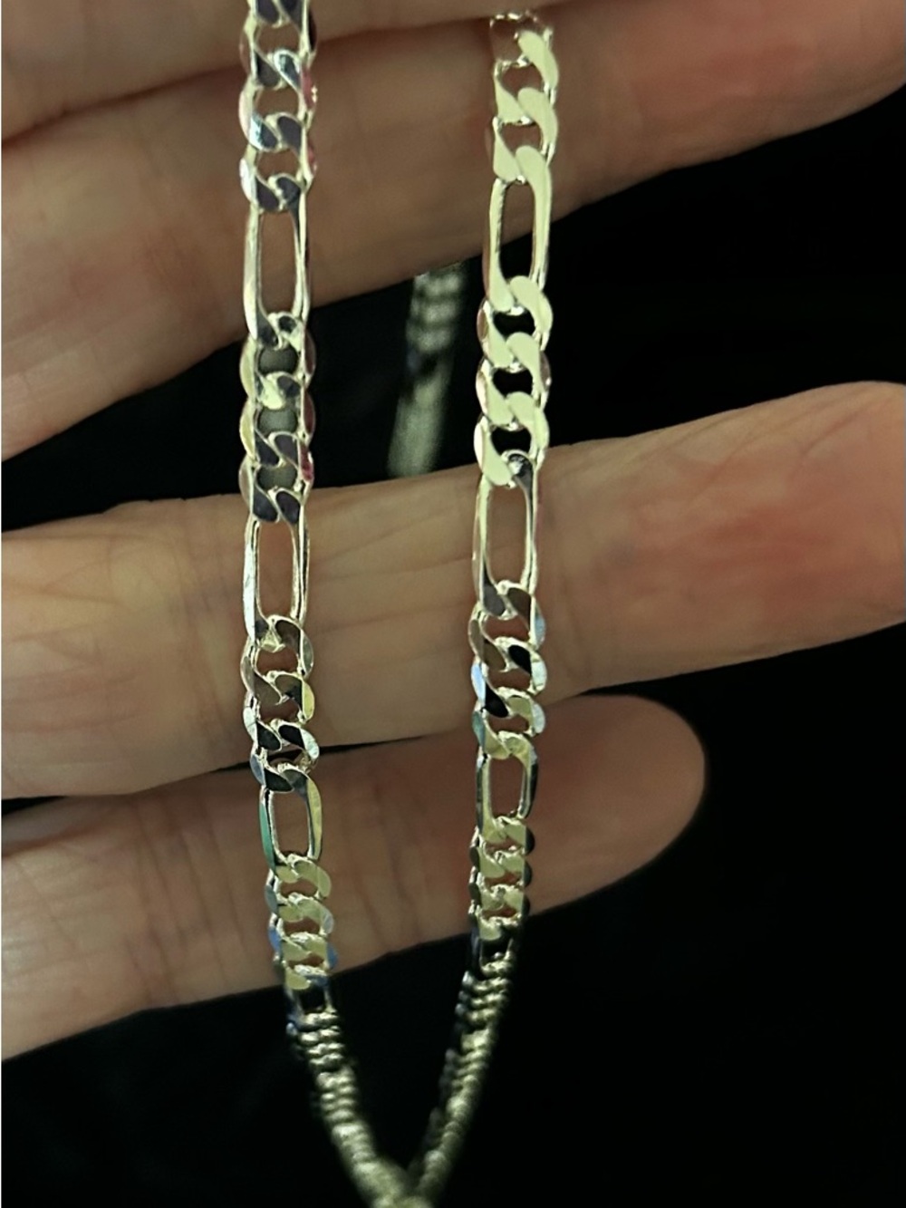 White Gold Plated 20 inch Figaro Chain Necklace NWOT